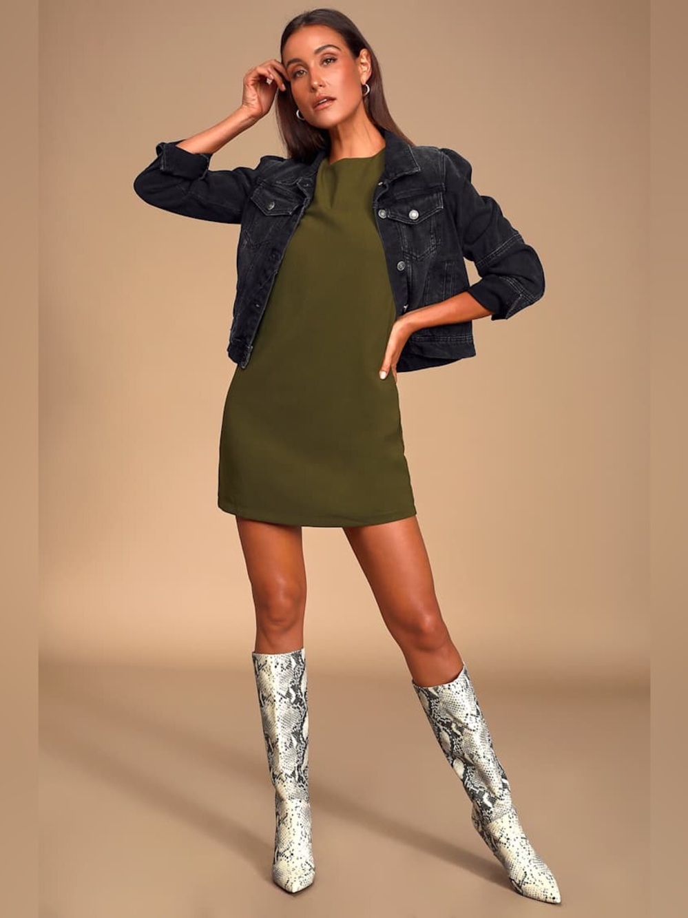 Lulus Shift and Shout Olive Green Shift Dress Size M NWT